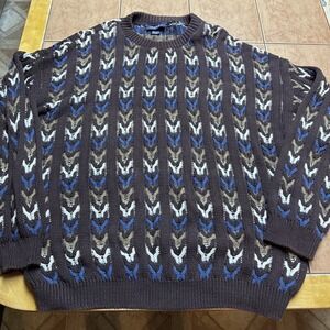 Mens GANT Cotton Brown Multi Color Sweater Jumper Sz XL Vintage USA‎ Coogi Style